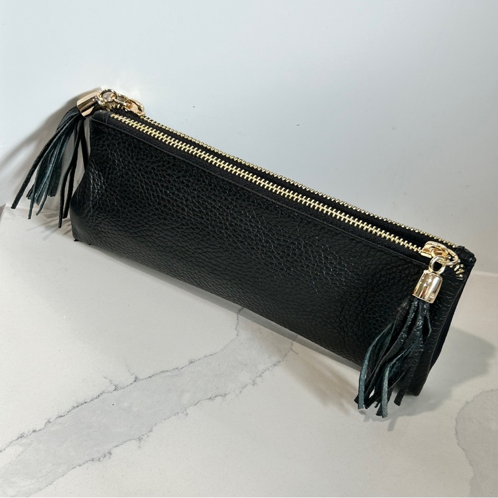 Garuglieri Black Pebble Leather Bi-Fold Clutch